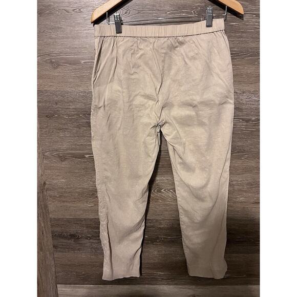 Theory Linen Pants Stretch Ivory Cream Cropped Sz 6 Preppy Pockets - Picture 10 of 11